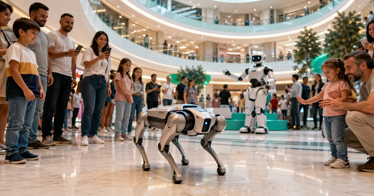 AVM atriumunda ziyaretçilerin ilgisini çeken robot etkinliği
